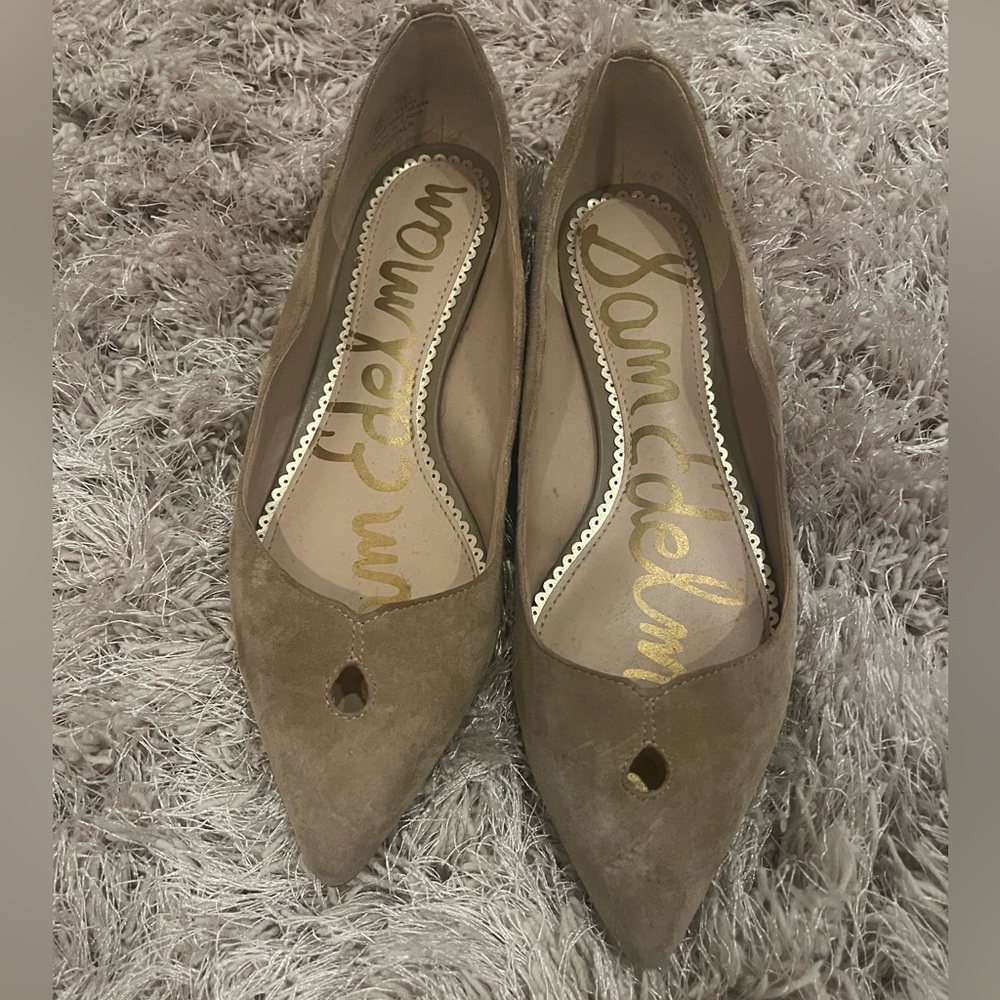 Sam Edelman Rosalie Women's Suede Pointed Toe Ballet Flats Beige Size 6